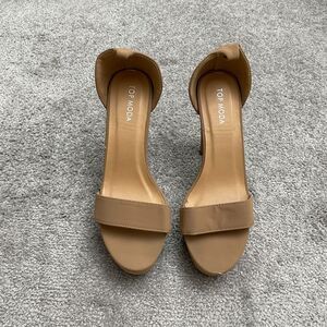Top Moda Platform High Heels Womens 8.5 Nude Open Toe Dress Sandals Ankle Strap